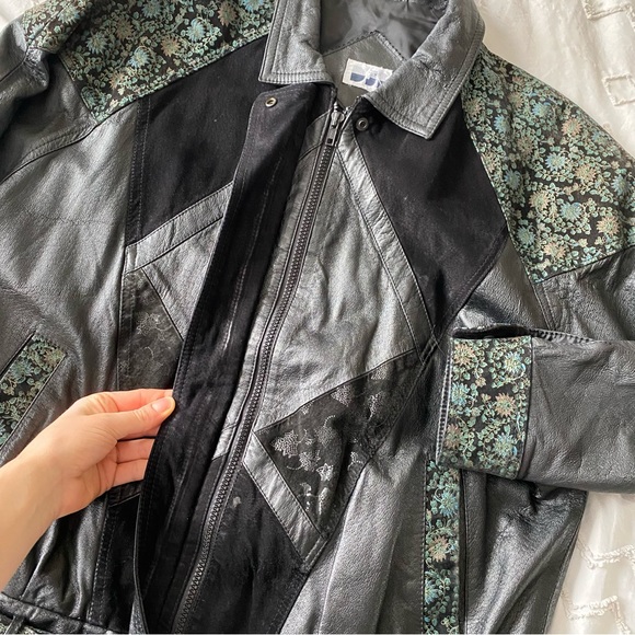 vintage 80s patchwork leather bomber jacket - Picture 14 of 15